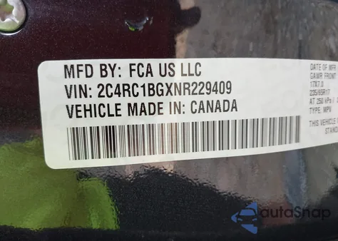 2022 Chrysler Pacifica Touring L из США, поврежденный, VIN 2C4RC1BGXNR229409